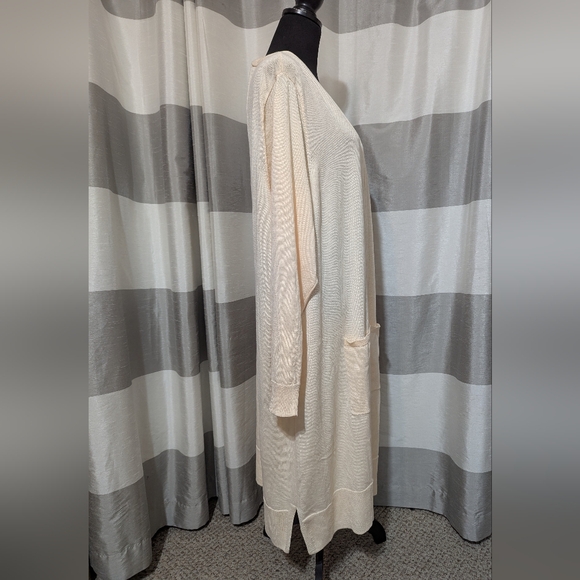 Women's Peach Long Open Front Knit Cardigan Size: 5X - Picture 3 of 8